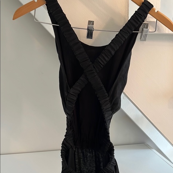 SIR The Label Black Linen Alena Cross Back Dress - Picture 6 of 7